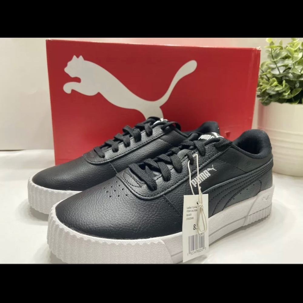 NEW Puma Women's Carina Low Top Lace Up Shoes Sneakers Black Size 8.5 - Picture 1 of 9